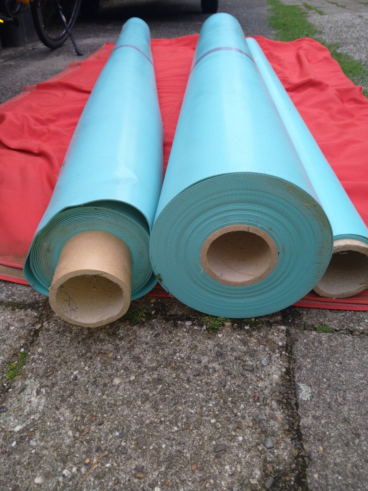 Blauwe gewapende zwembadfolie rollen - diverse breedtes, Ophalen, Gebruikt, 15 m² of meer, Folie
