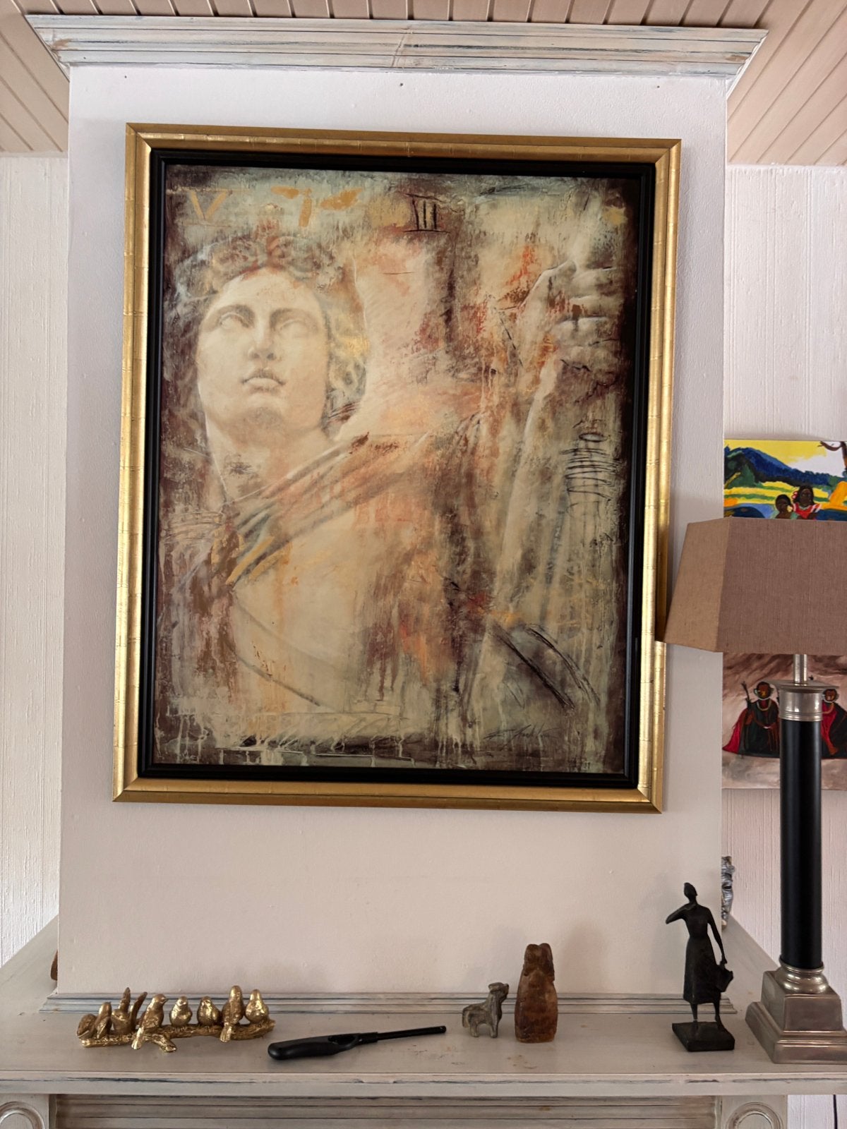 Abstract Schilderij met Klassieke Buste, Ophalen