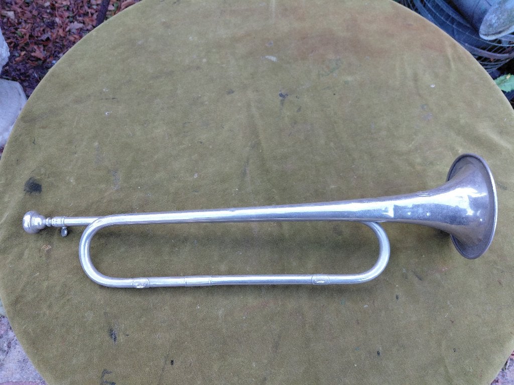 Vintage verchroomde hoorn, merk Martinon, serienr. 655907., Muziek en Instrumenten, Blaasinstrumenten | Hoorns, Verzenden, Niet bekend