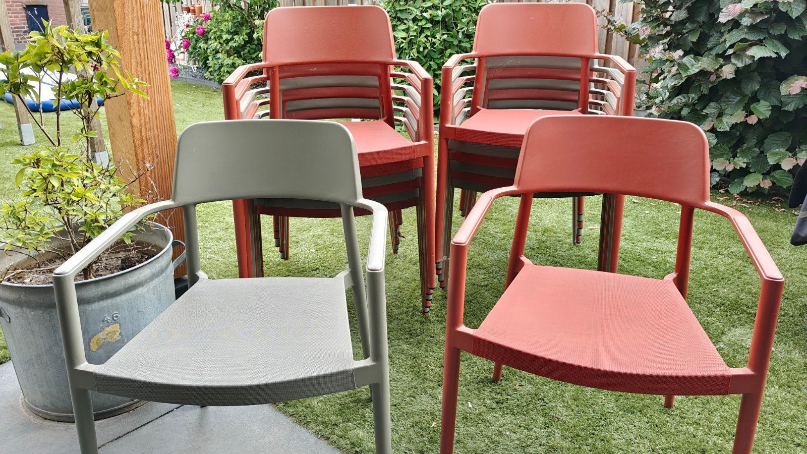 Tuinstoelen van satelliet aluminium, Ophalen, Gebruikt, Aluminium, Stapelbaar