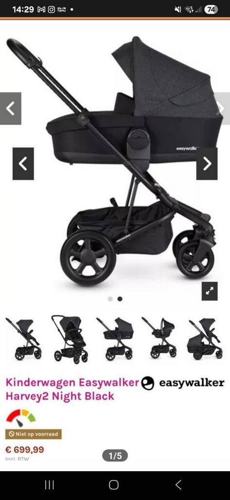 Easywalker Harvey 2 Combiwagen met Maxi-Cosi autostoel, Ophalen of Verzenden