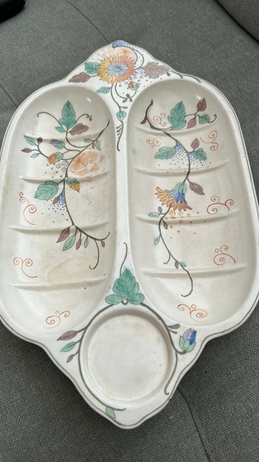 Antieke Art Nouveau plateel Gouda aspergeschaal, Ophalen of Verzenden