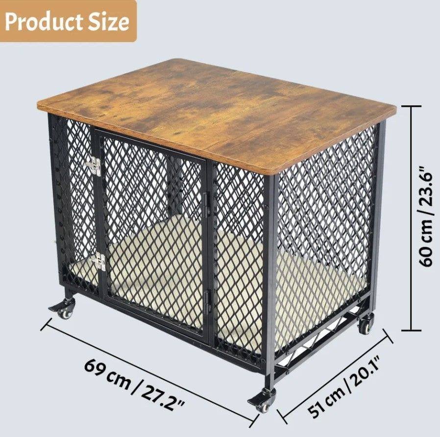 Metalen Hondenbench Petit Grandes Luxueus Houten Cover 69 cm, Ophalen of Verzenden, Nieuw