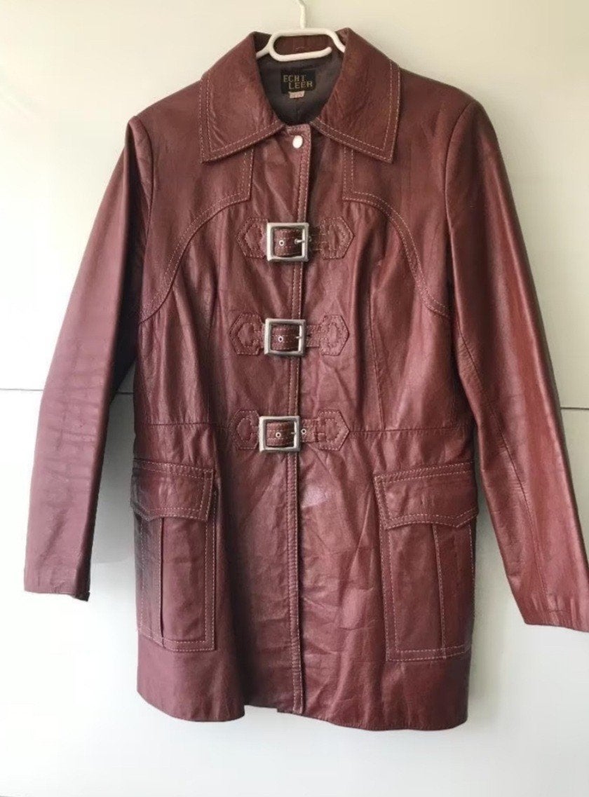 Leren Jaren 70 Jas, Kleding | Dames, Ophalen of Verzenden, Zo goed als nieuw, Maat 36 (S), Overige kleuren