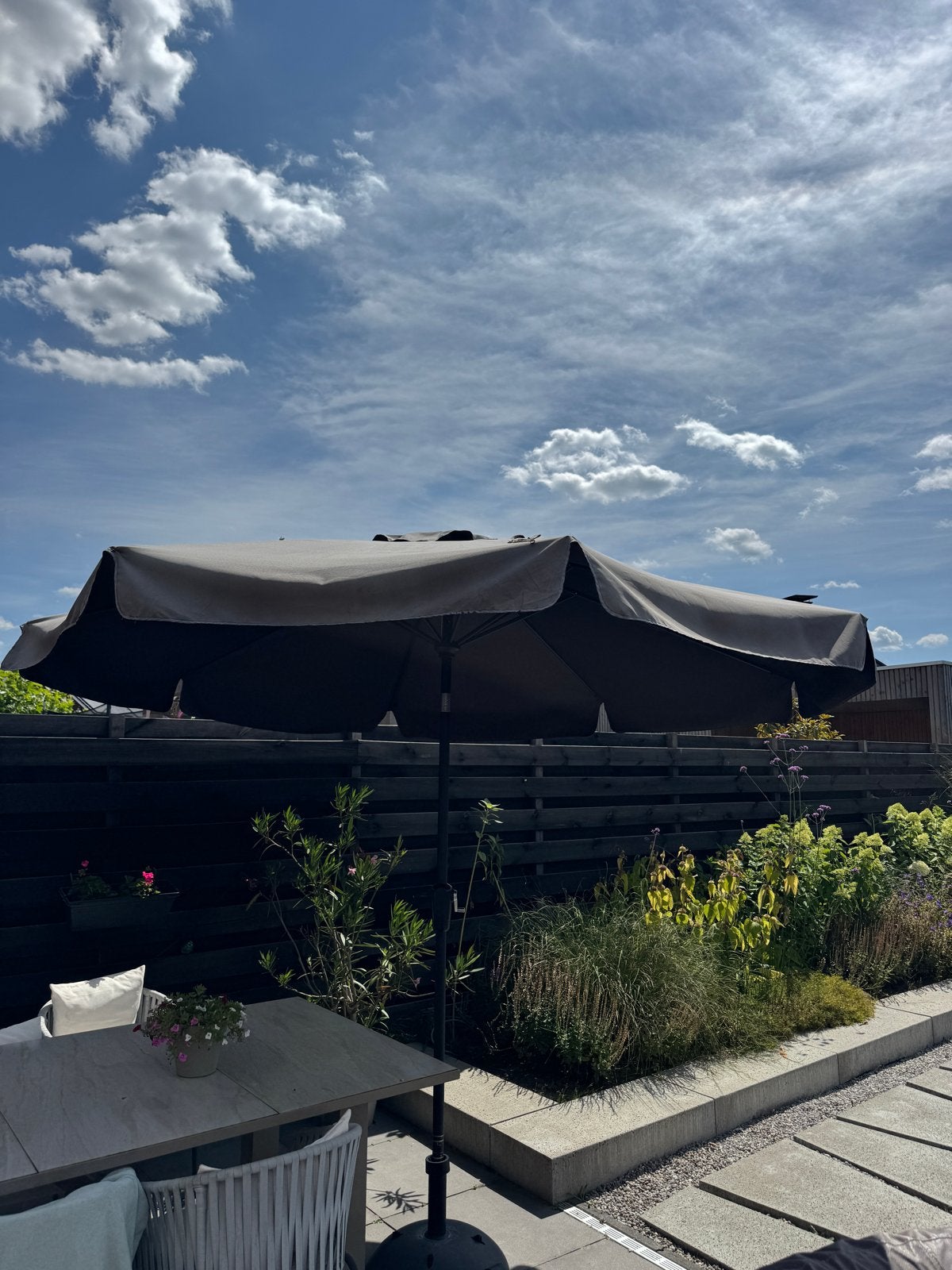 300cm Goed werkende parasol, wel wat verkleurd door de zon, Tuin en Terras, Ophalen, Gebruikt, 2 tot 3 meter, Stokparasol