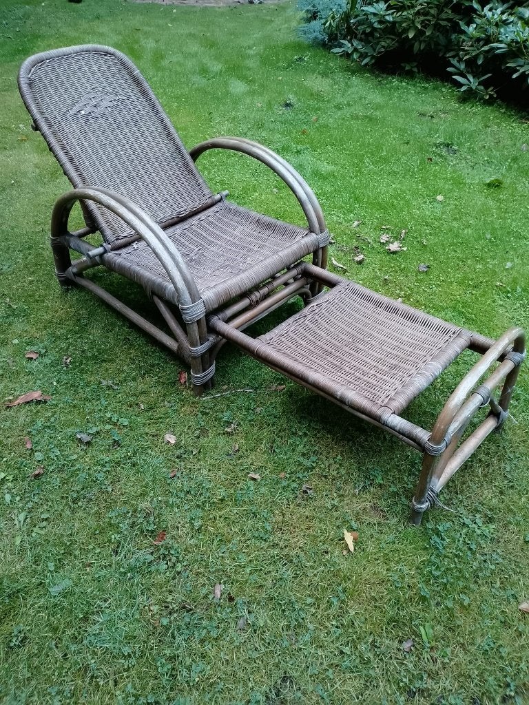 Gratis ligbed, gratis ligstoel van bamboe en verstelbaar., Tuin en Terras, Ophalen, Gebruikt, Hout, Verstelbaar