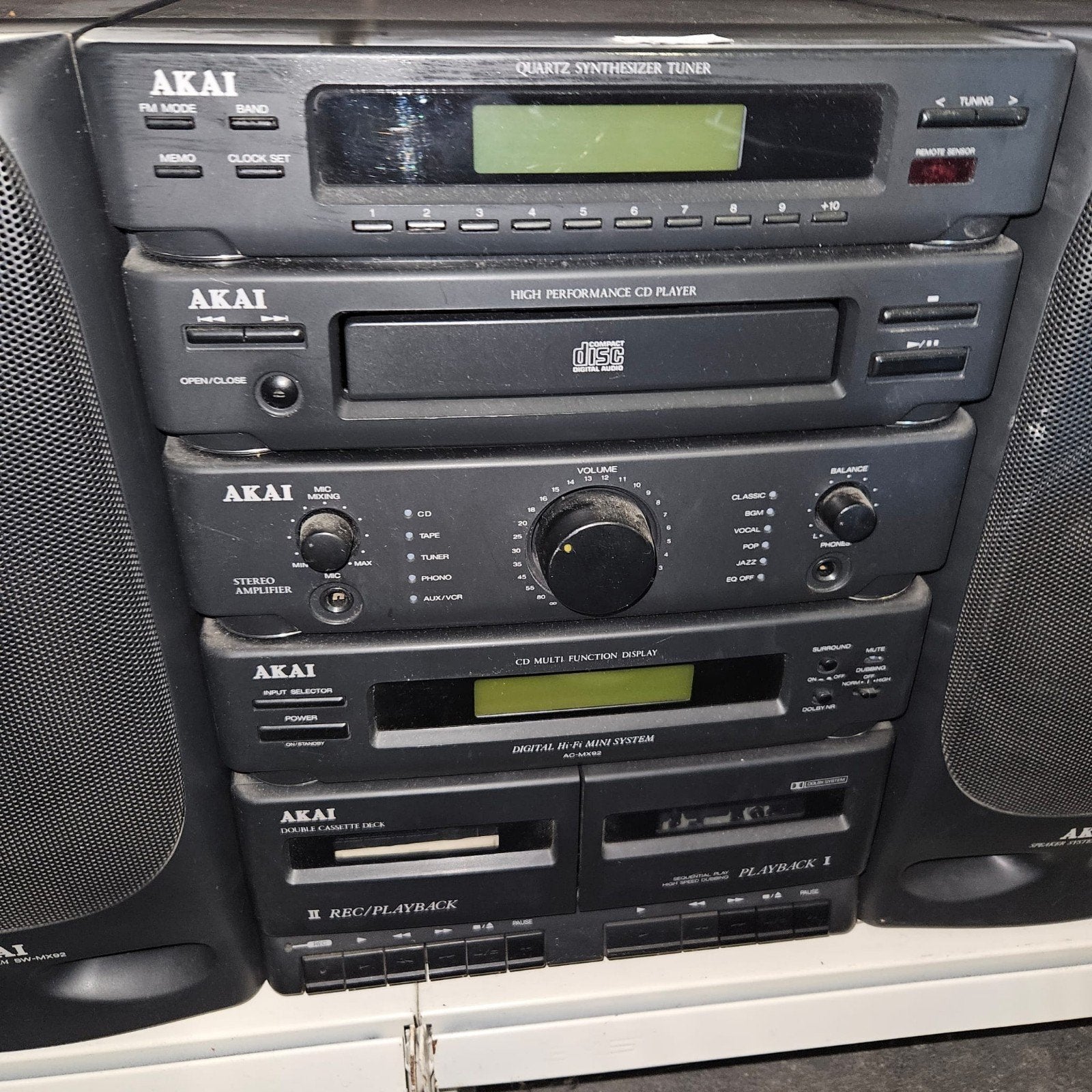 Akai Stereo Set met CD, Cassette, Tuner en Speakers, Ophalen, Gebruikt, Cassettedeck, Losse componenten