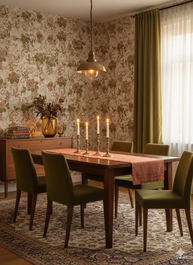 8585 Origineel vintage barok bloemen behang swiet, Ophalen of Verzenden, Minder dan 10 m², Roze