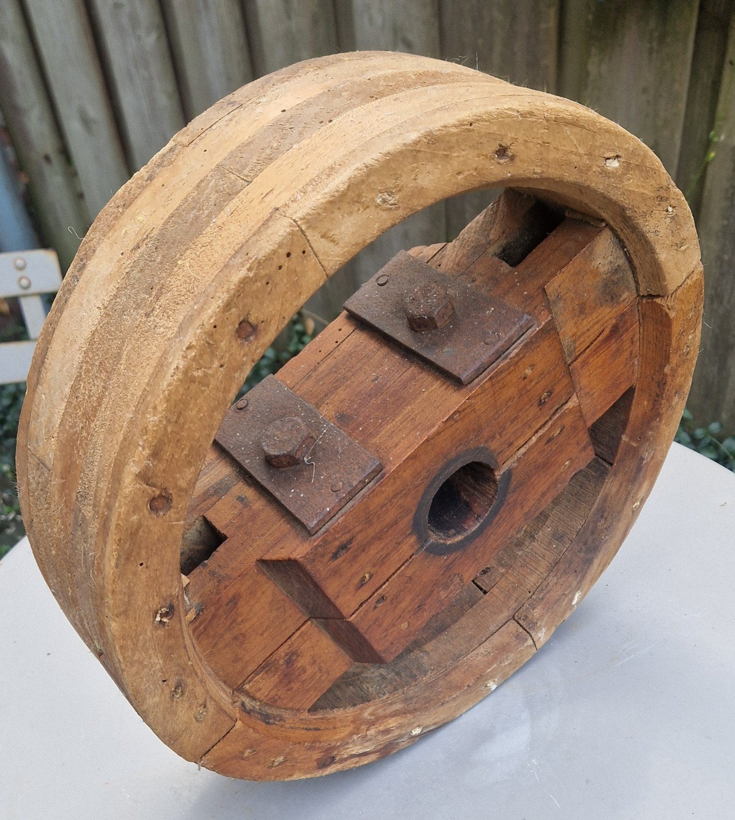 Antieke Houten Riemschijf / Poelie (34 cm), Ophalen of Verzenden