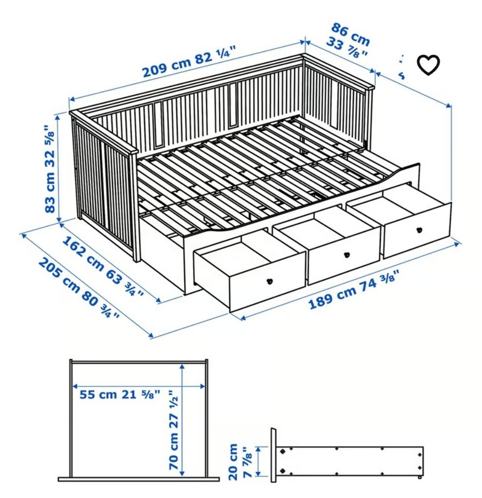 IKEA Hemnes bedbank - uitschuifbaar 1- of 2-persoonsbed, Huis en Inrichting, Slaapkamer | Bedden, Ophalen