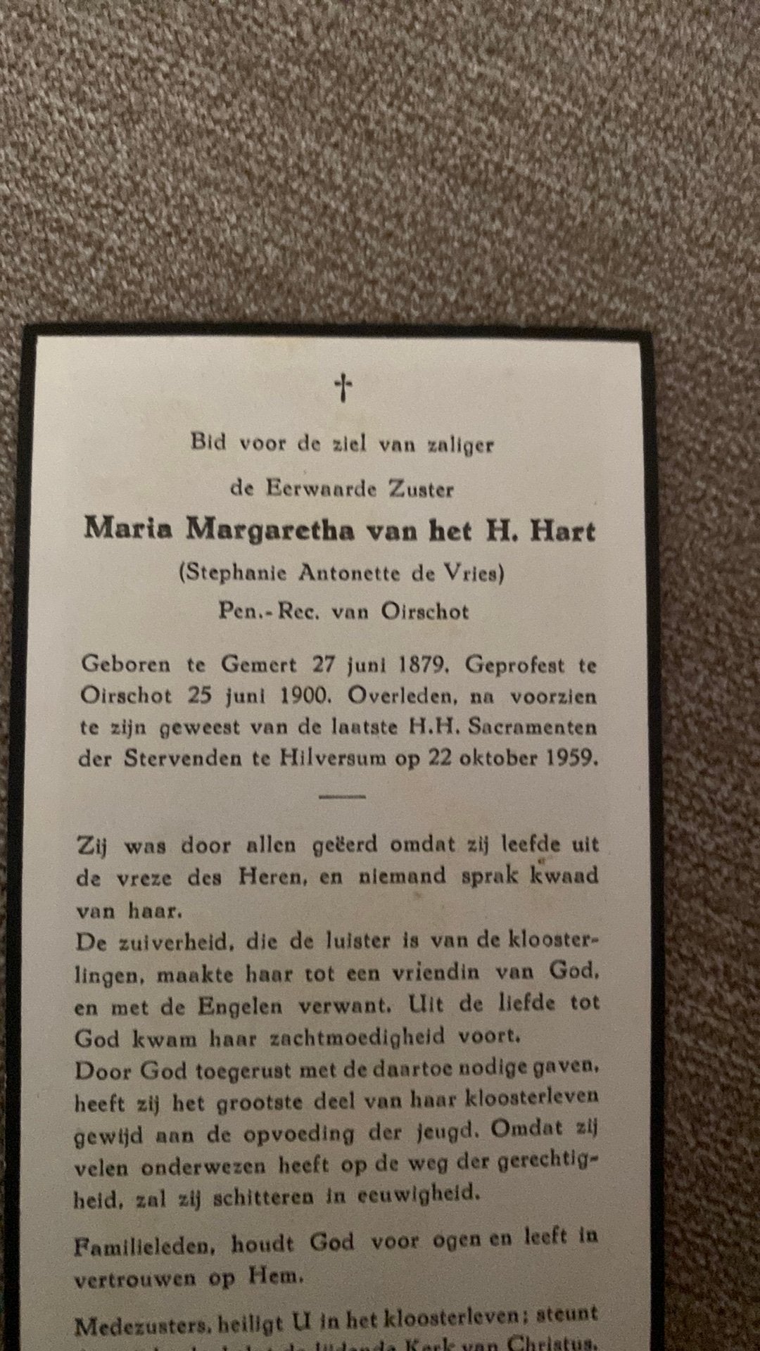 Zr SA de Vries 1879 Gemert 1959 Hilversum Oirschot, Ophalen of Verzenden