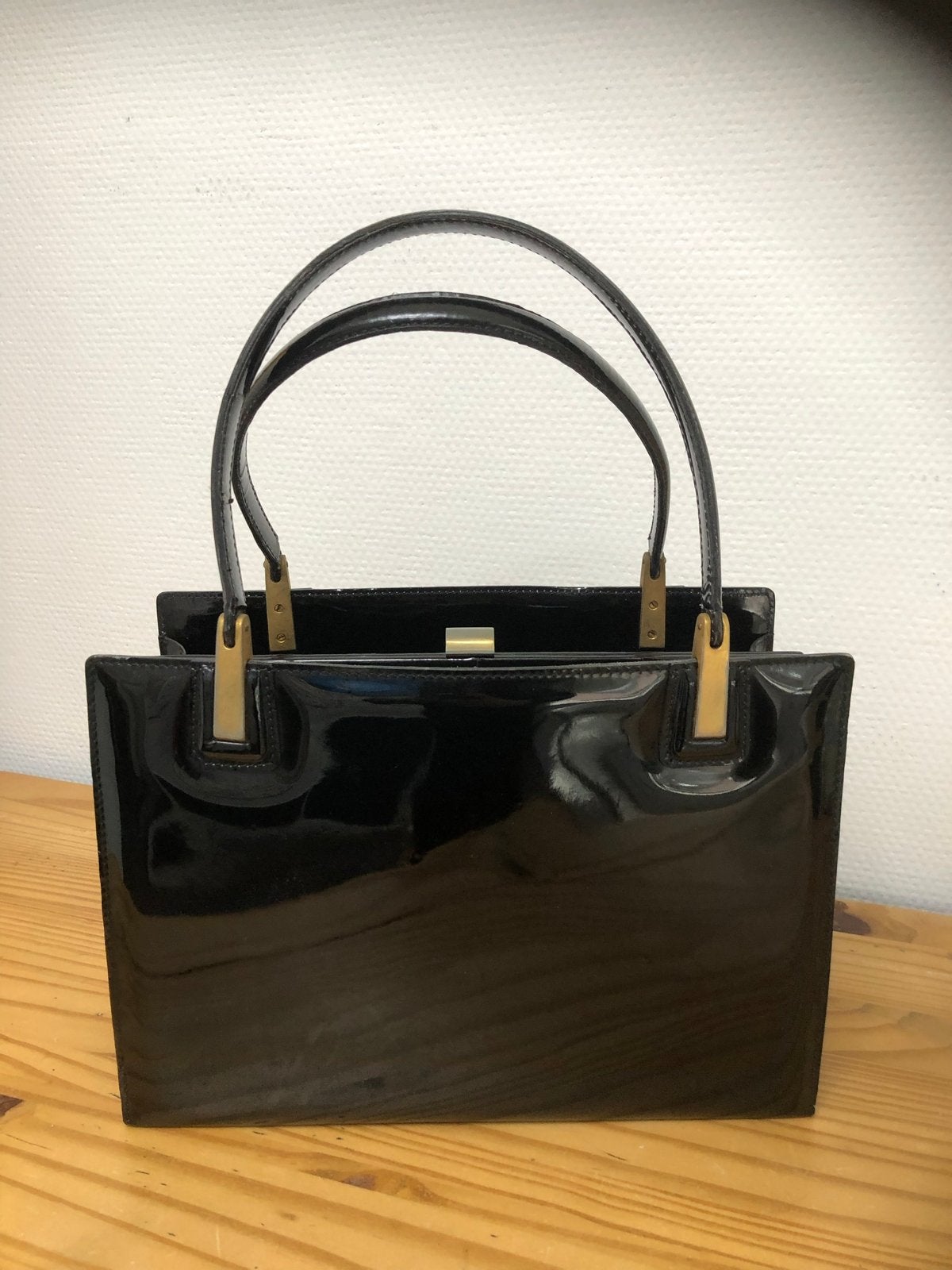 Zumpolle Zwarte Lakleren Handtas - Vintage Elegantie, Ophalen, Gebruikt, Zwart, Handtas