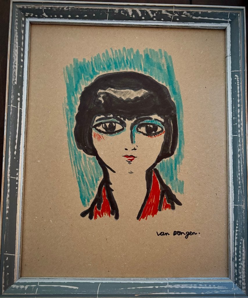 Persienne schilderij - Vermoedelijk - (Kees van Dongen), Ingelijst, Portret of Personen, Ophalen of Verzenden, Overige technieken