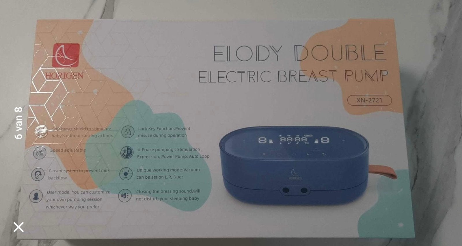 Horigen Elody Dubbele Elektrische Borstkolft, Ophalen of Verzenden, Zo goed als nieuw, Borstkolf, Horigen