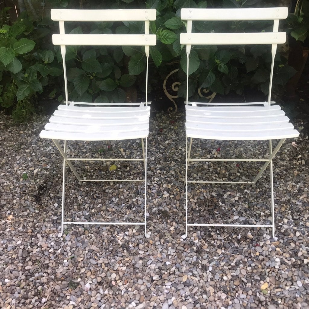 Vintage bistrostoeltjes, Tuin en Terras, Ophalen, Zo goed als nieuw, Hout, Stapelbaar