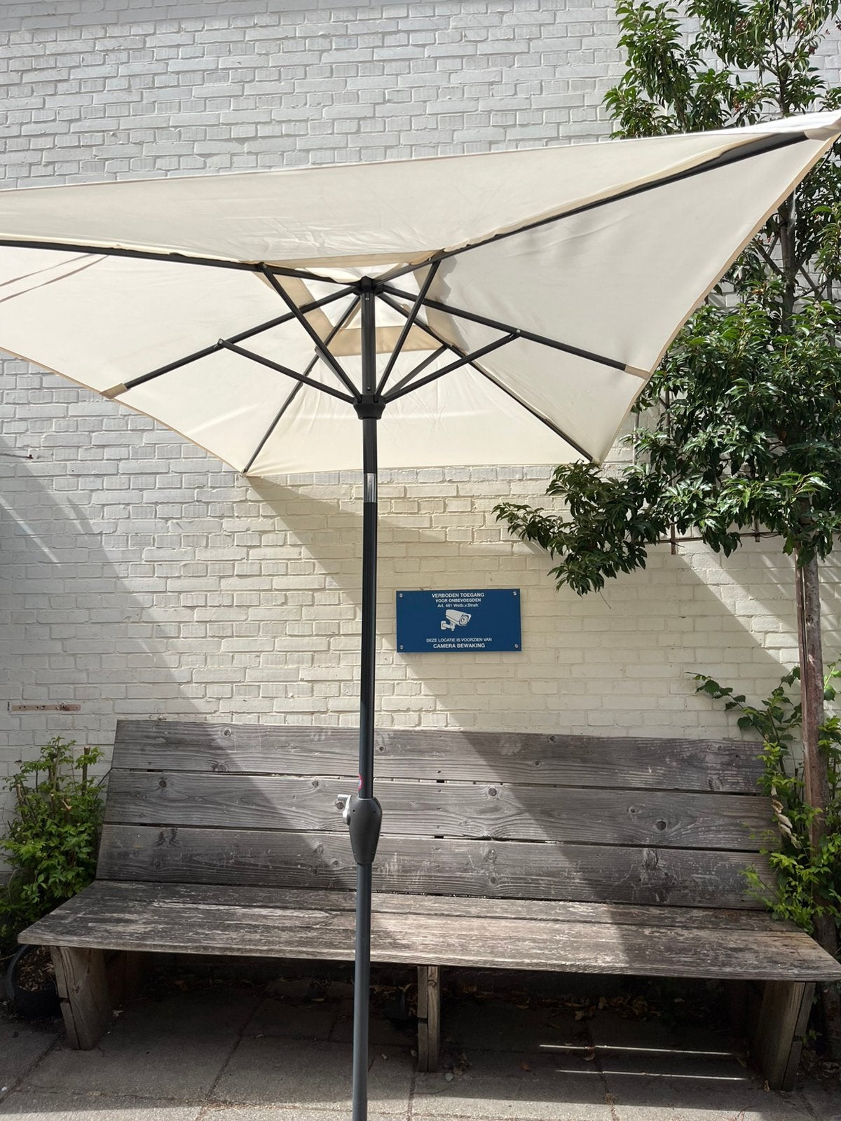 Rechthoekige parasol invlusief voet, Ophalen, Zo goed als nieuw, 1 tot 2 meter, Verstelbaar