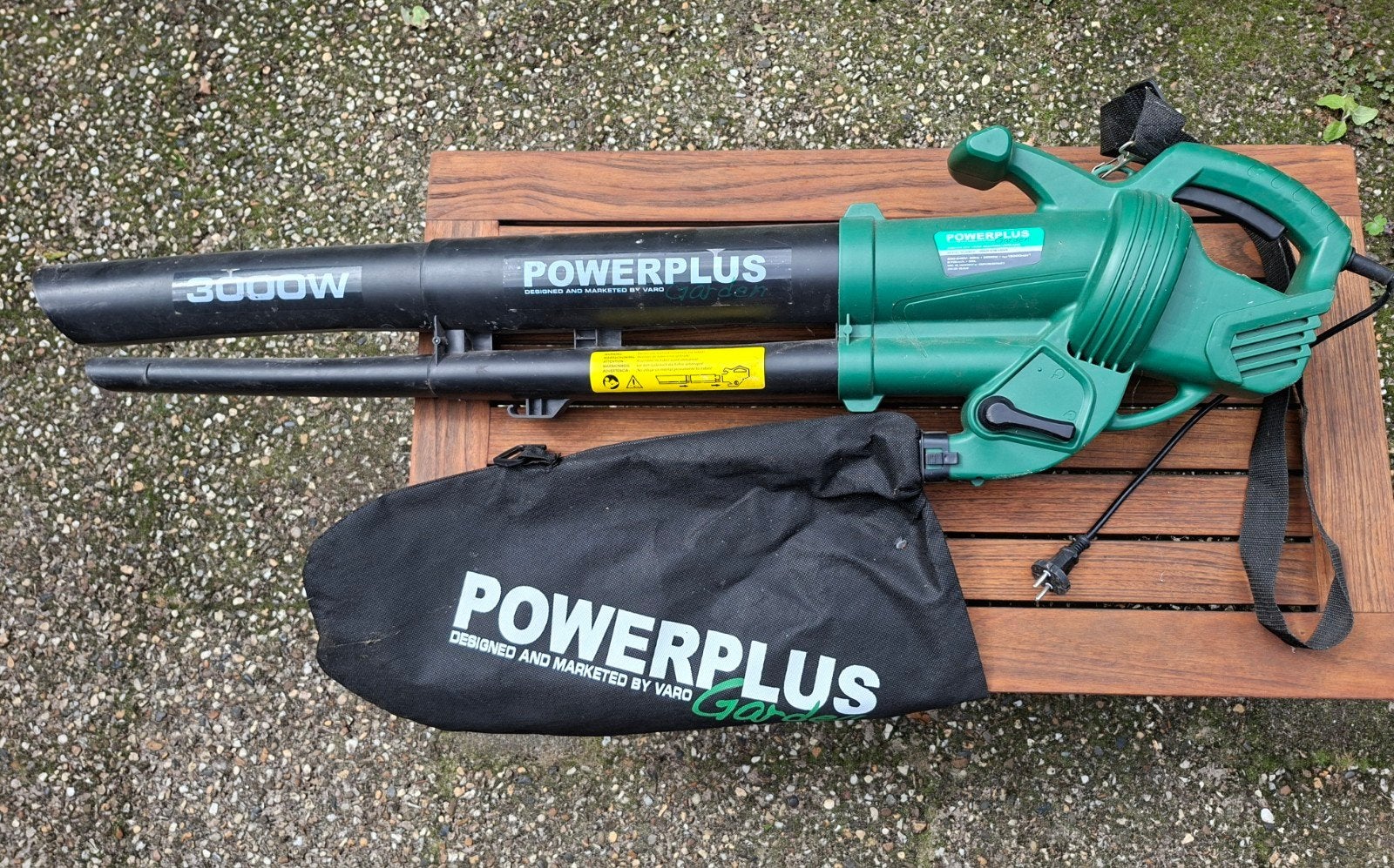 Powerplus Garden Bladblazer/Bladzuiger 3000W, Ophalen, Gebruikt, Met opvangzak, Handgedragen