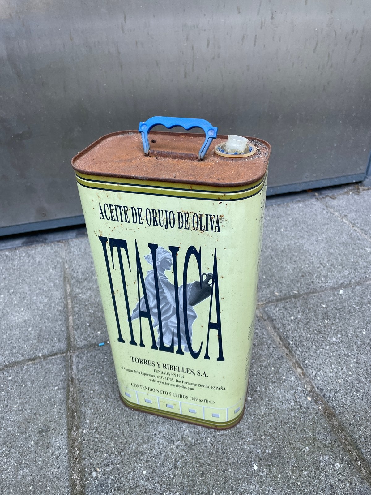 Vintage Italia Olijfolie Blik - Decoratief en Uniek, Ophalen of Verzenden