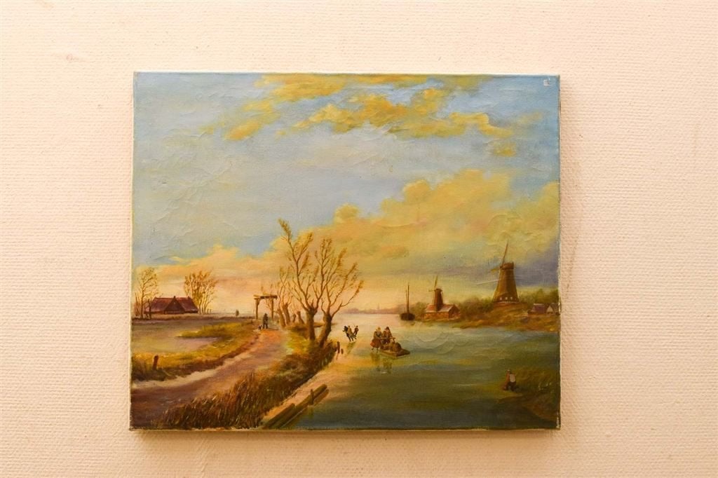 Schilderij van een winters landschap 50479