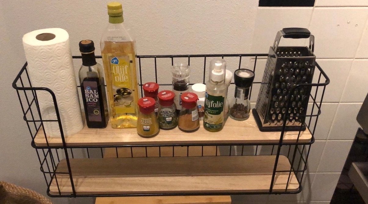 Keukenrek met 2 planken - Zwart metaal en hout, Ophalen, Zwart, Metaal, Overige merken