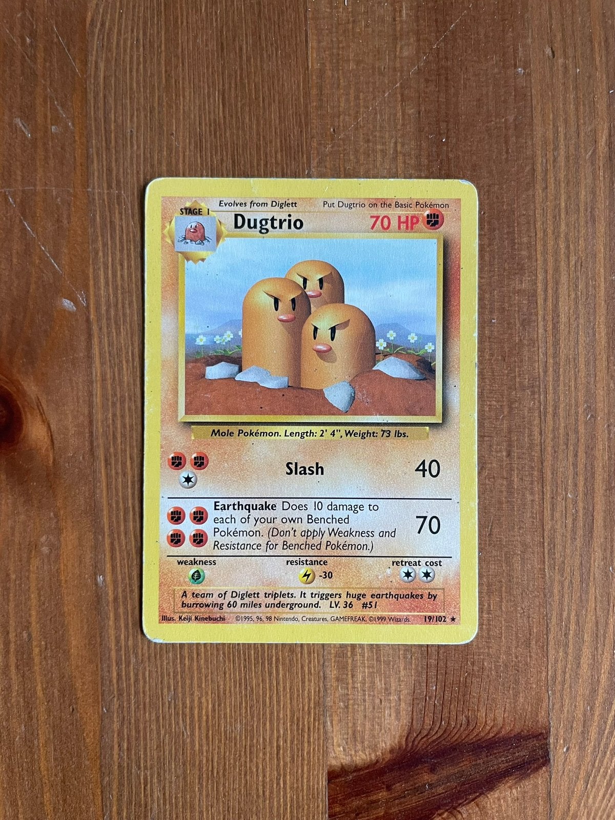 Dugtrio 19/102 Base Set - Played, Ophalen of Verzenden, Gebruikt, Losse kaart