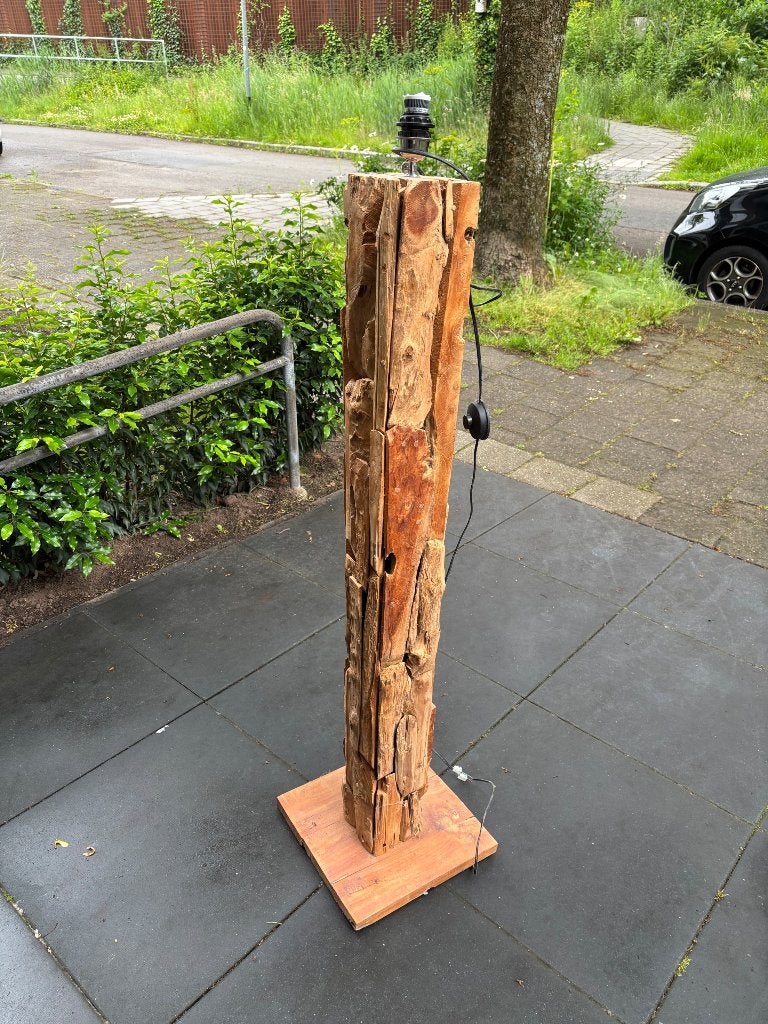 Boomstam vloerlamp, Ophalen, Zo goed als nieuw, Hout, 150 tot 200 cm