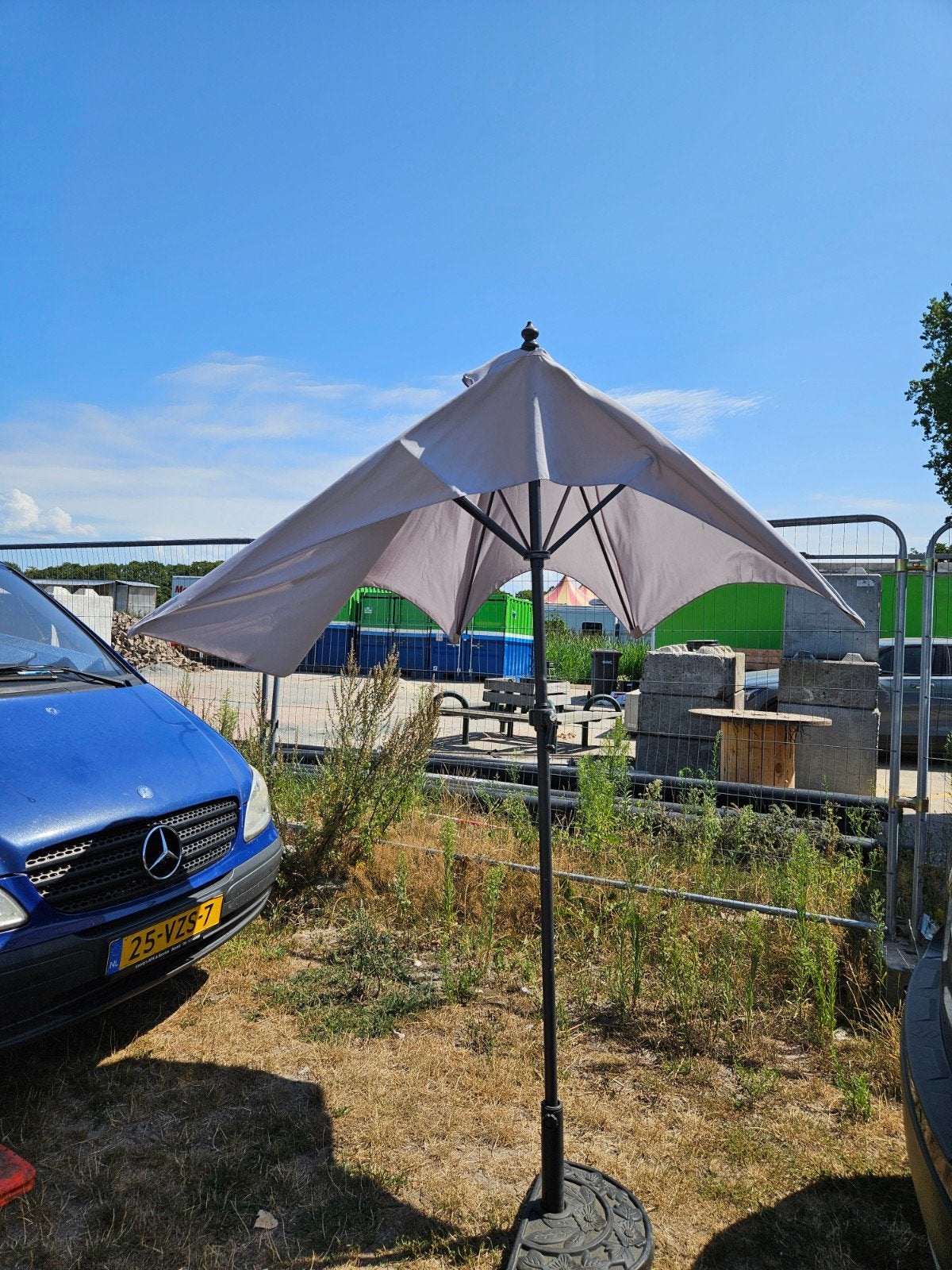 2x halve parasol, Ophalen, Gebruikt, 2 tot 3 meter, Muurparasol