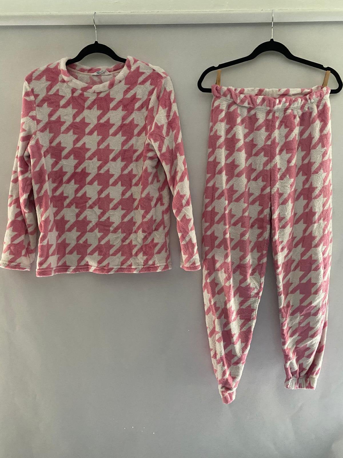 Primark Fleece Pyjama Set Roze/Wit | Maat S / 36, Kleding | Dames, Huispakken, Gedragen, Maat 36 (S), Roze, Ophalen of Verzenden