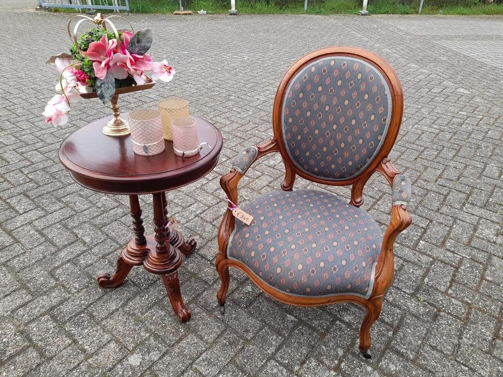Antieke engels fauteuile op wieltjes, Huis en Inrichting, Fauteuils, Ophalen of Verzenden, Zo goed als nieuw, 75 tot 100 cm