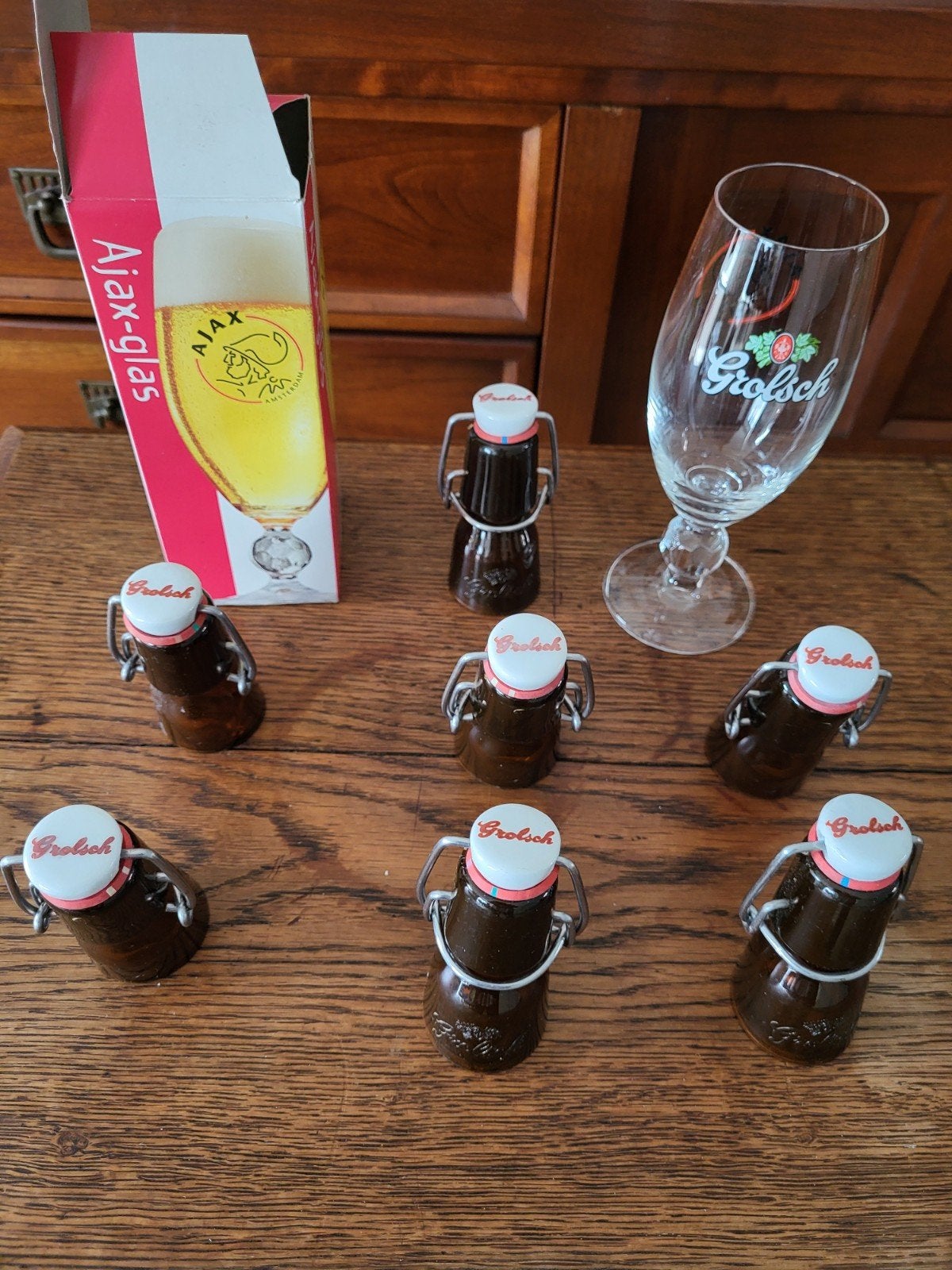 7 Nieuwe  Grolsch flessenopeners en uniek Ajax glas, Ophalen of Verzenden, Nieuw
