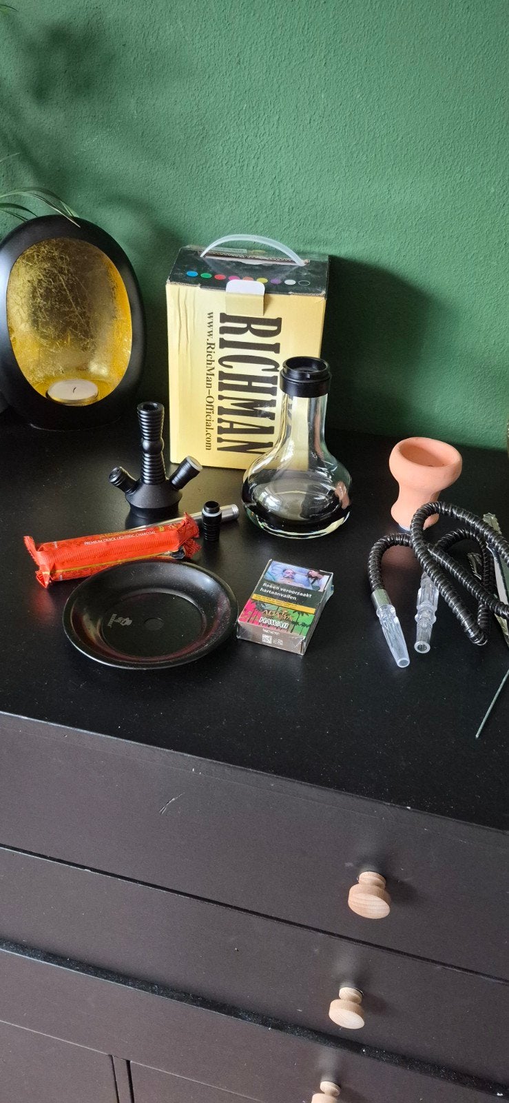 Waterpijp set - Compleet met accessoires en doos, Ophalen of Verzenden, Zo goed als nieuw, (Water)pijp