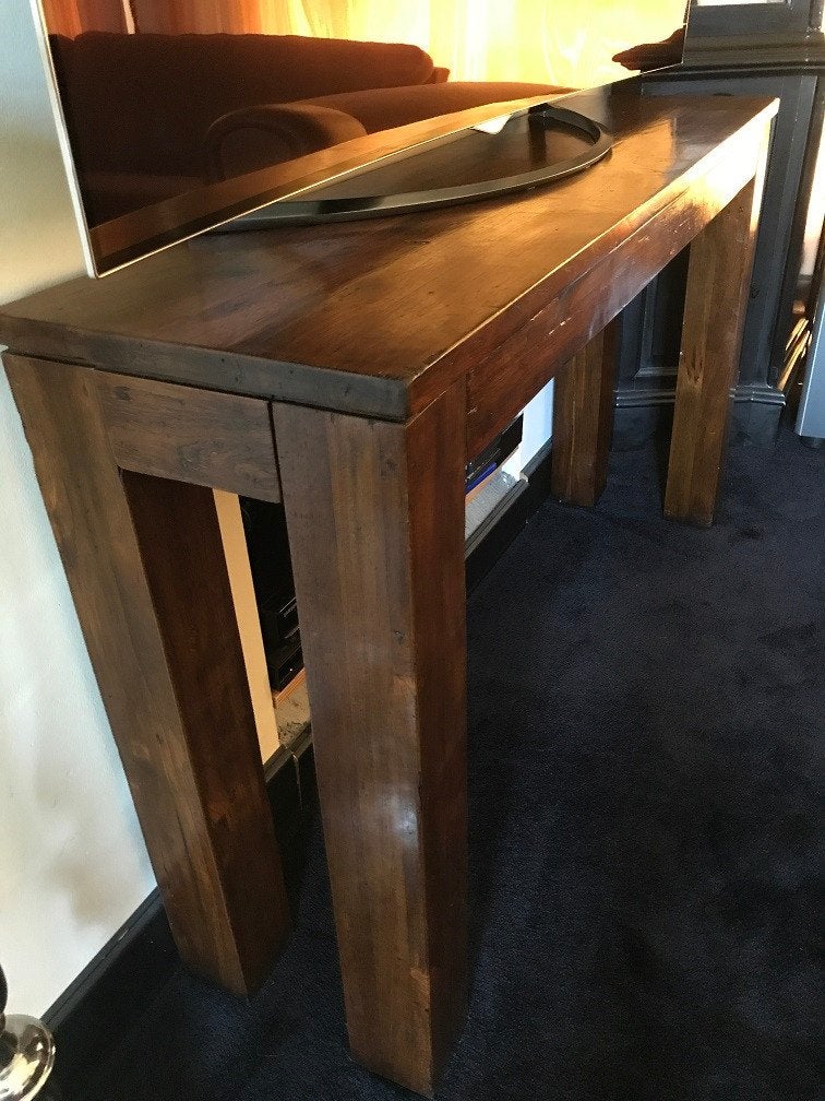 ZWARE TEAK SIDETABLE - WANDTAFEL - TV-MEUBEL 140 cm. FLAMANT, Ophalen