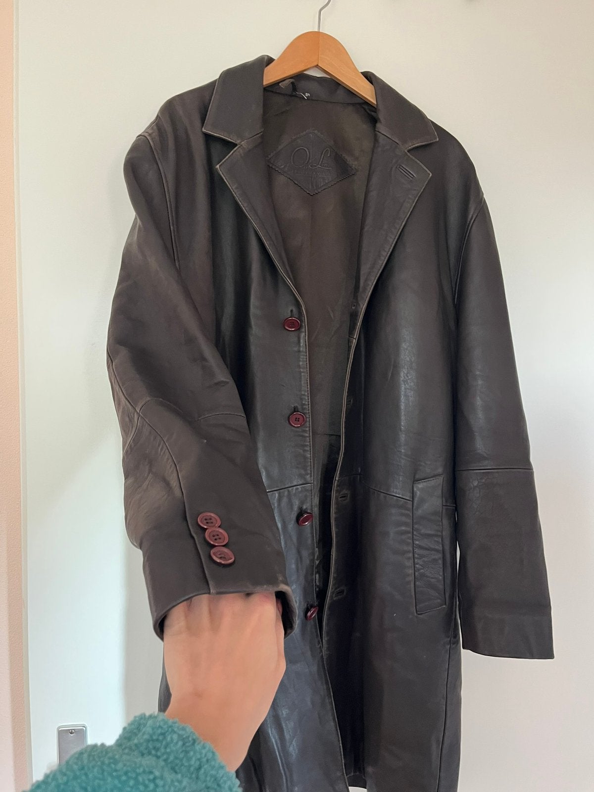 Bruine leren jas, vintage, Kleding | Dames, Ophalen, Zo goed als nieuw, Bruin