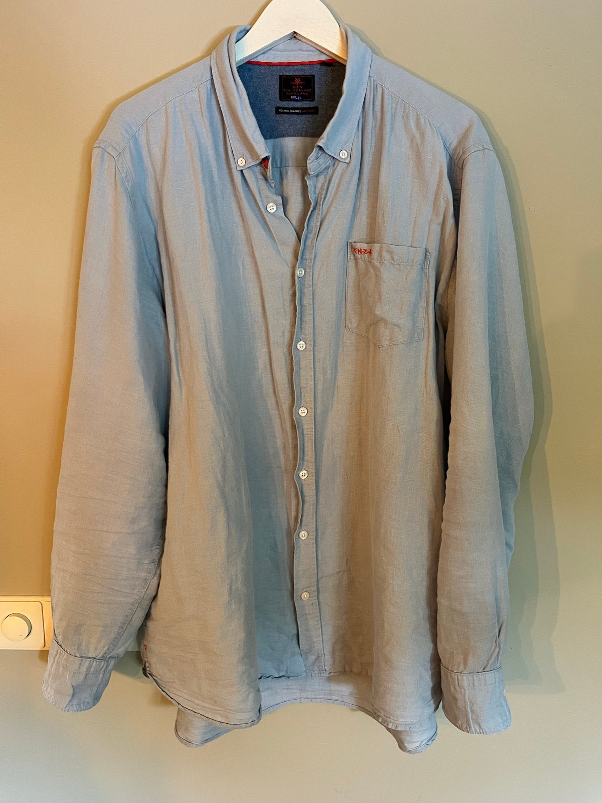 NZA New Zealand Auckland Linnen overhemd 3XL, Kleding | Heren, Ophalen of Verzenden, Zo goed als nieuw, Blauw, Overige halswijdtes