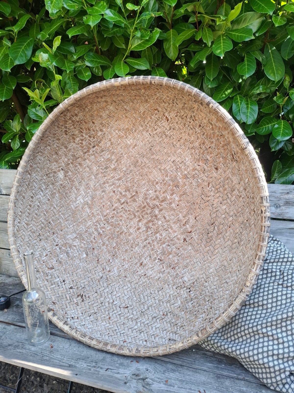 Grote rieten decoratiemand - 88 cm, Ophalen, Zo goed als nieuw, Rond, Riet