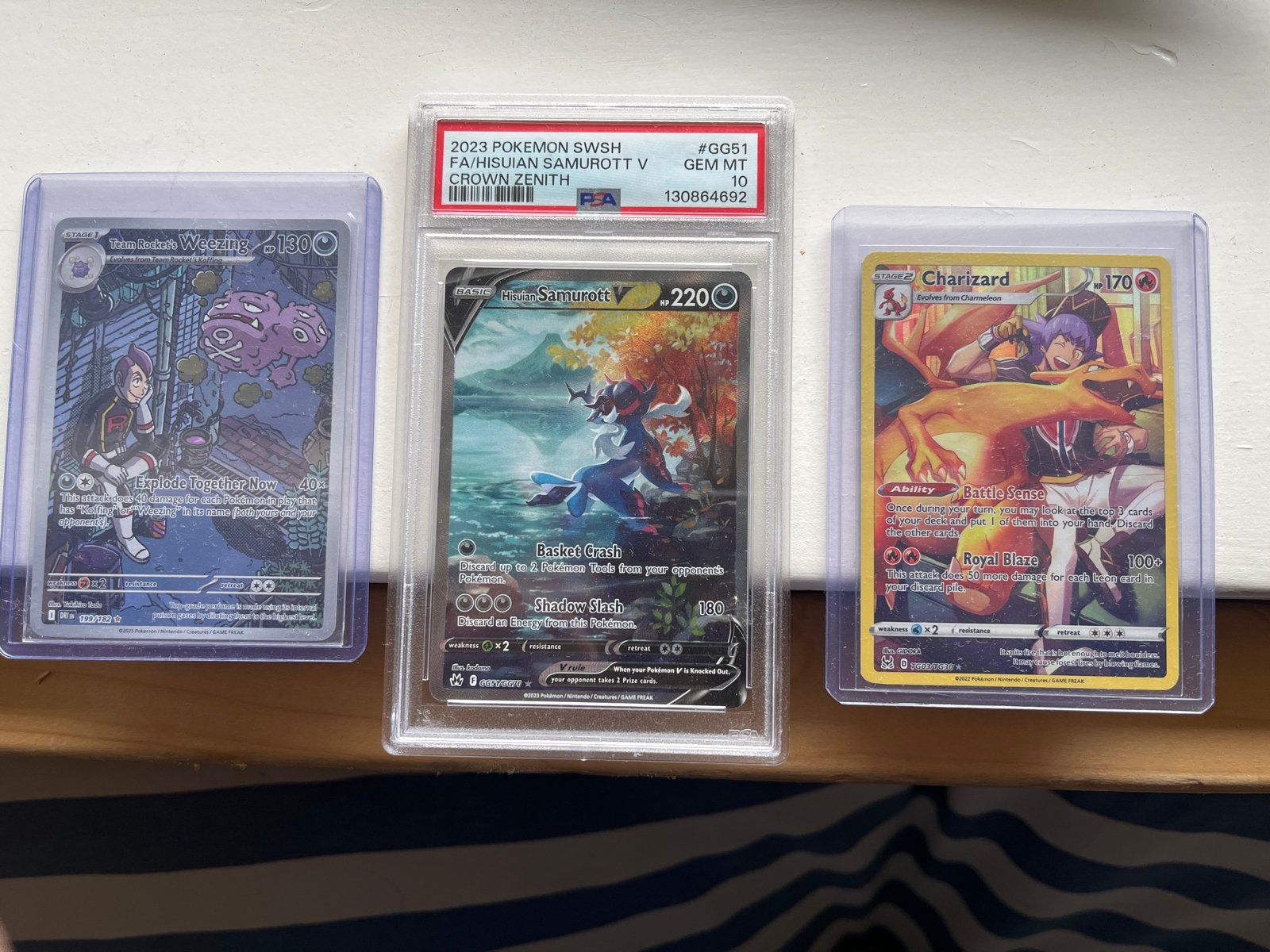 Zeldzame Pokémonkaarten: Hisuian Samurott V PSA 10, Charizar, Ophalen of Verzenden, Zo goed als nieuw, Meerdere kaarten, Foil