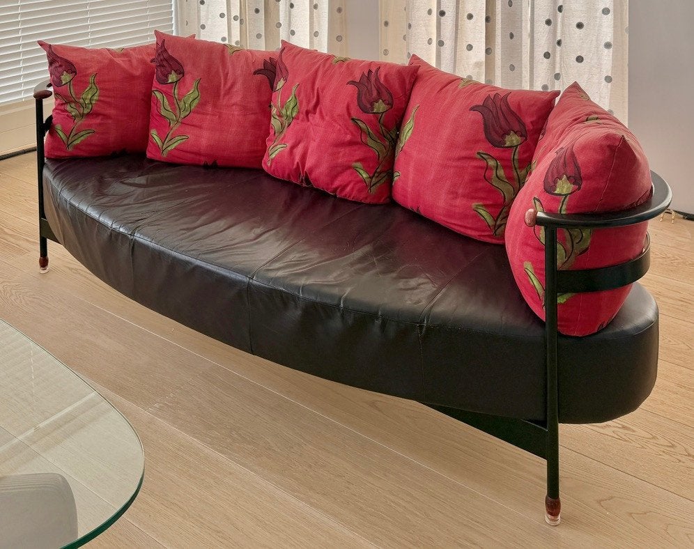 Lederen Harvink design bank, Ophalen, Gebruikt, Minder dan 75 cm, Driepersoons