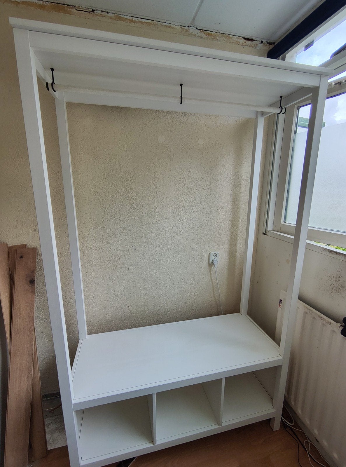 IKEA Hemnes witte open kledingkast met planken, gedemonteerd, Huis en Inrichting, Ophalen, Gebruikt, 100 tot 150 cm, Met plank(en)