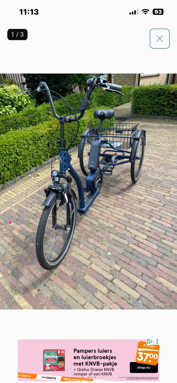 Pfau-tec electrische driewielfiets.  Nieuwstaat  donkerblauw, Ophalen of Verzenden, Zo goed als nieuw
