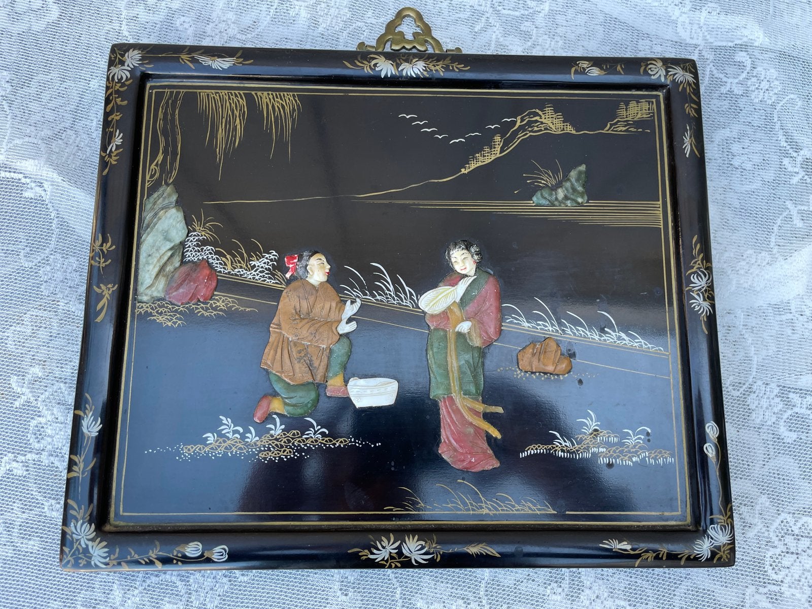 Vintage Chinees Lakpaneel - Chinoiserie Wanddecoratie, Ophalen of Verzenden