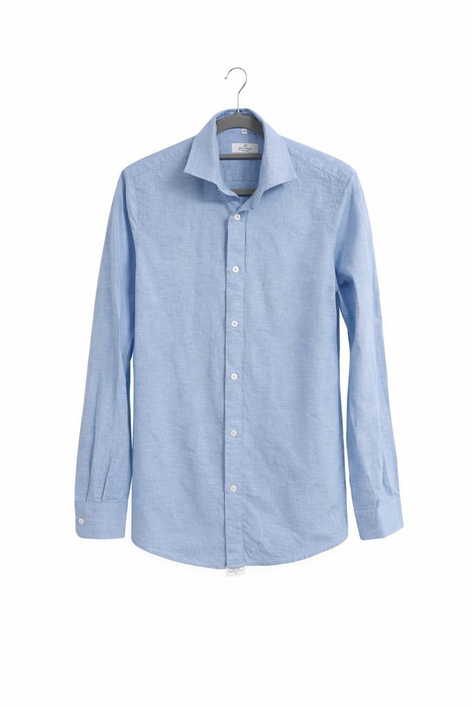 Heren blouse Wilvorst maat S van linnen en katoen, Ophalen of Verzenden, Gedragen, Blauw, Halswijdte 38 (S) of kleiner