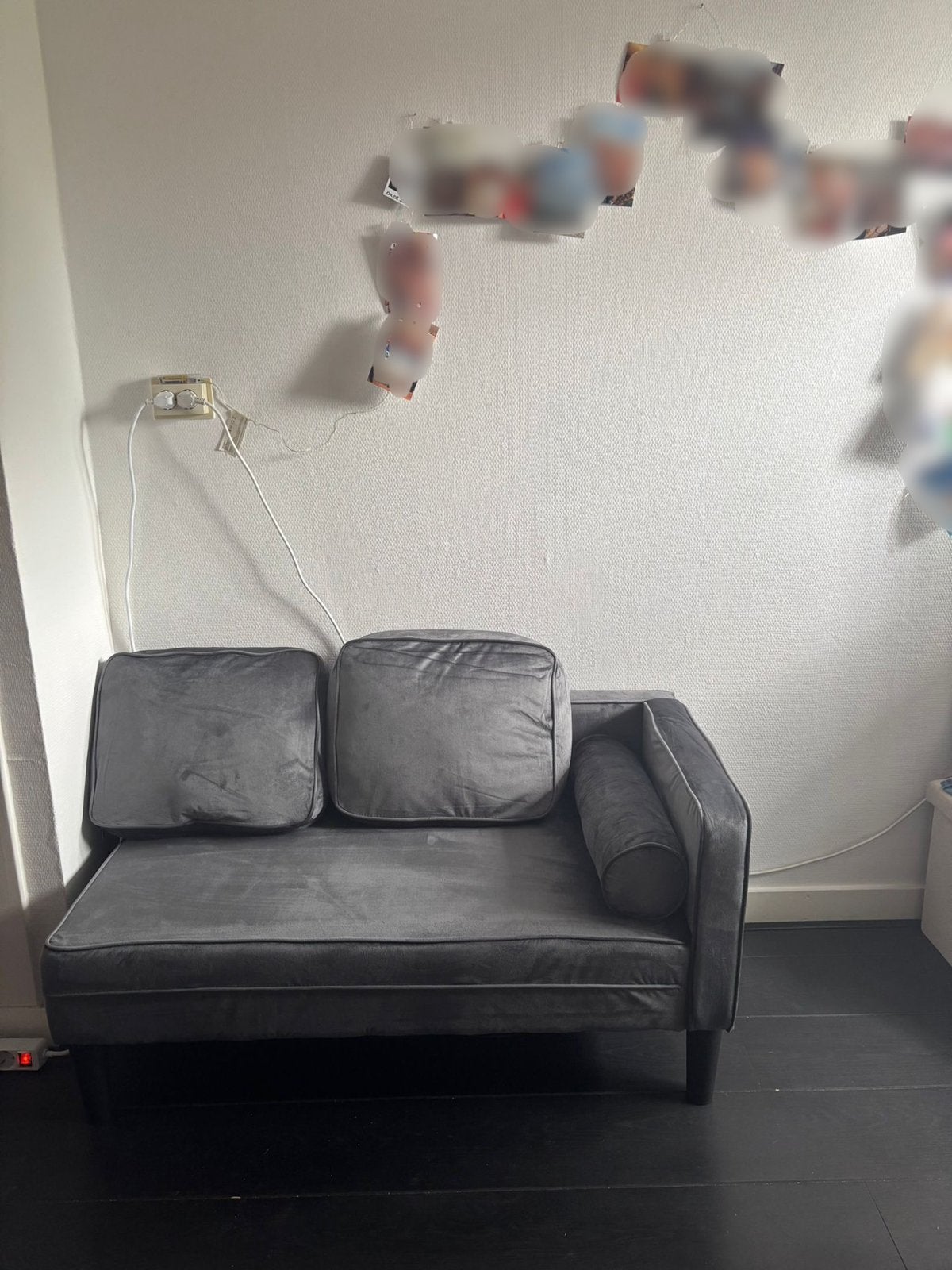 VidaXL Chaise longue met kussens fluweel donkergrijs, Ophalen, Zo goed als nieuw, Eenpersoons, Minder dan 150 cm