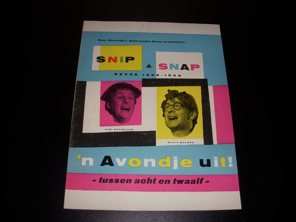 Programmaboekje Snip & Snap revue ' n Avondje uit 1958 -1959, Ophalen of Verzenden, Gebruikt, Boek, Tijdschrift of Artikel