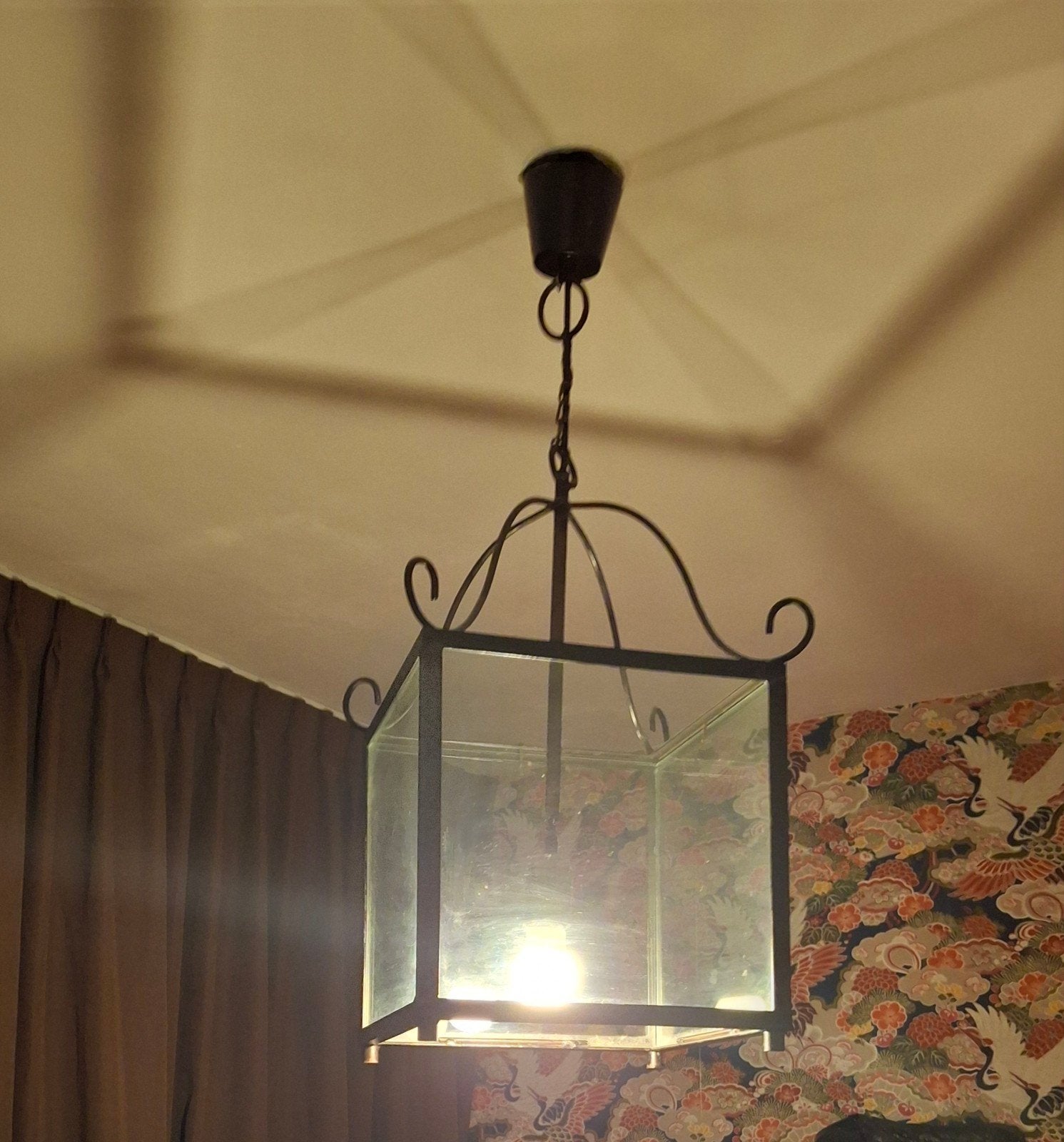 Mooie antieke smeedijzer lamp, Huis en Inrichting, Ophalen, Gebruikt, Vintage, Overige fittingen