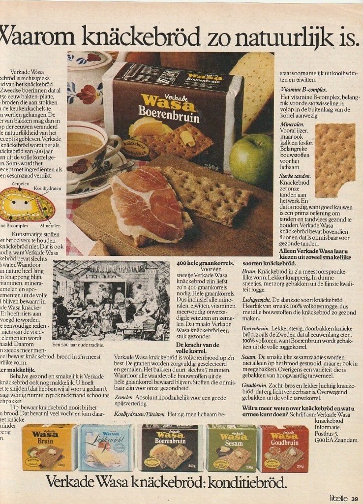Retro reclame 1979 Verkade Wasa Boerenbont suikerpot, Verzenden, Overige typen