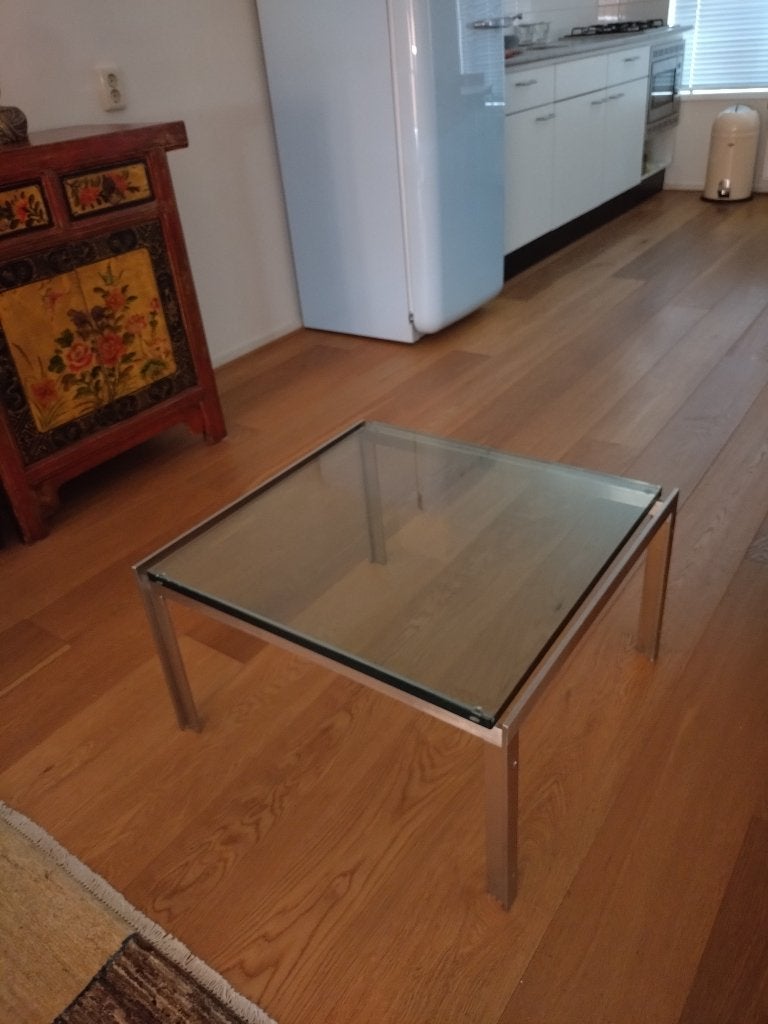 salontafel Metaform ontwerp Hank Kwint, Gebruikt, 100 tot 150 cm, Glas, Rechthoekig
