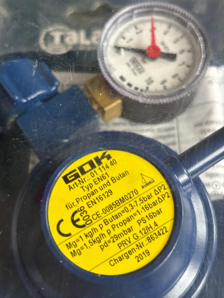 Nieuwe GOK Gasdrukregelaar 1.5kg/h 30mbar met manometer, Ophalen of Verzenden, Nieuw