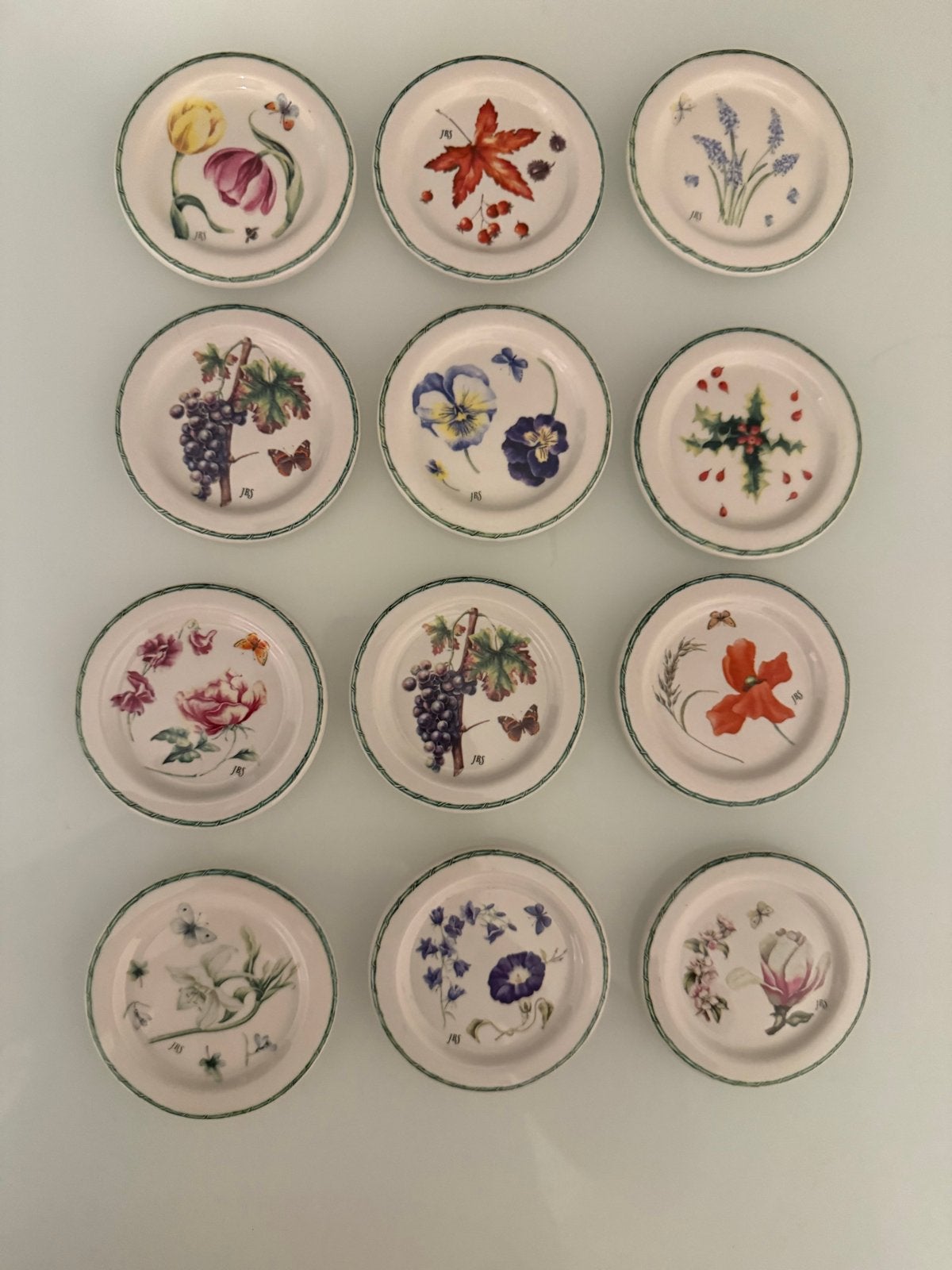 Set van 12 decoratieve bordjes Janneke Brinkman, Antiek en Kunst, Ophalen of Verzenden