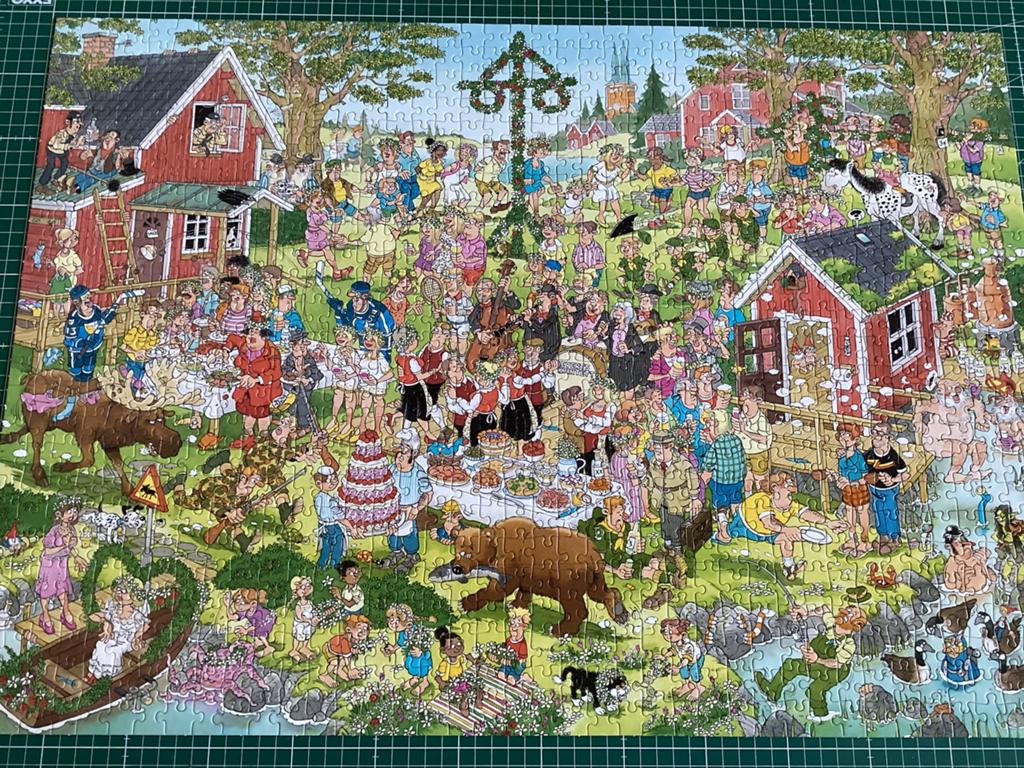 Midzomerfeest 1000 jan van Haasteren, Hobby en Vrije tijd, Denksport en Puzzels, Ophalen, 500 t/m 1500 stukjes, Zo goed als nieuw