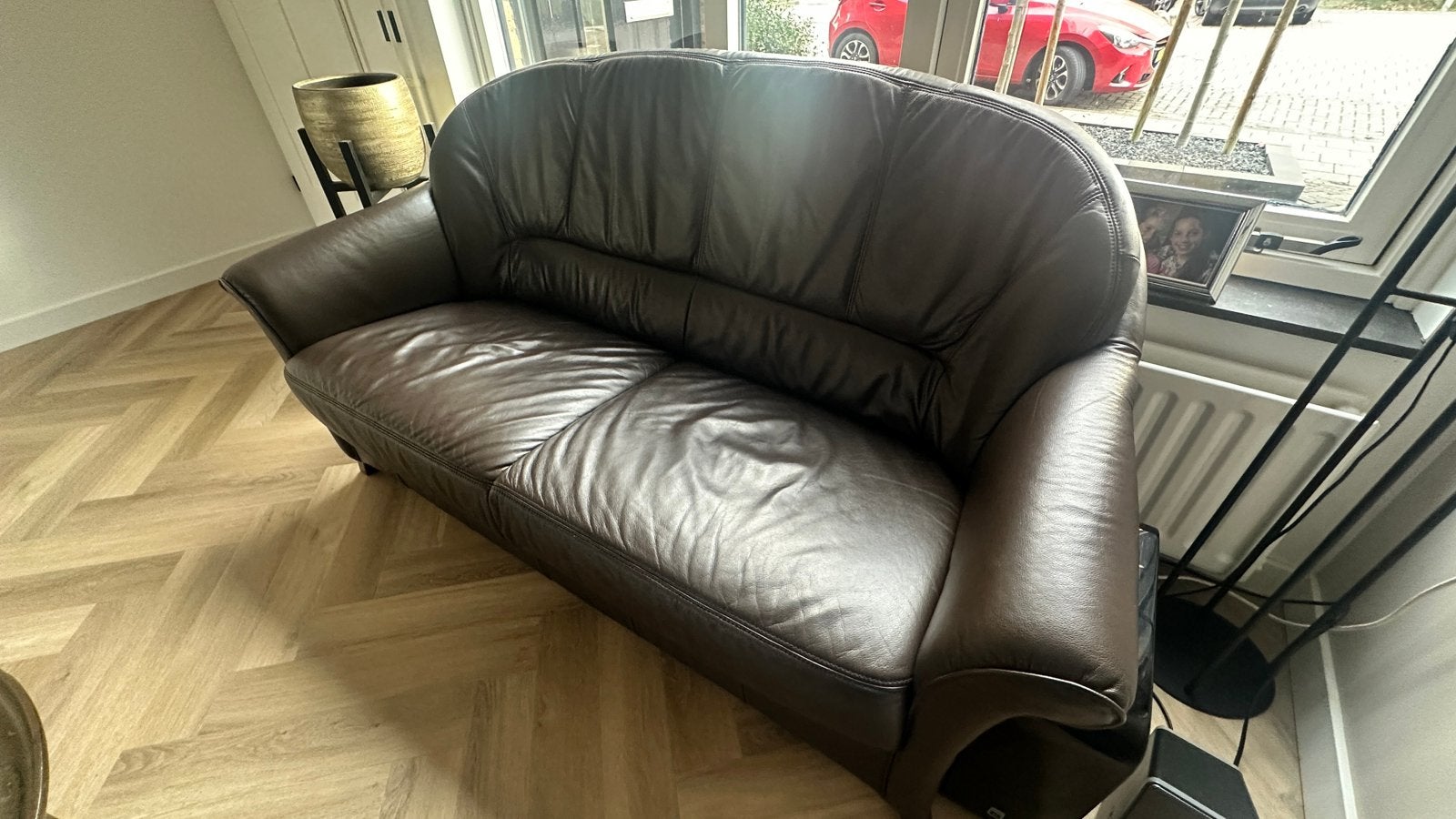 Lederen 2-zits bank te koop, Ophalen, Gebruikt, 150 tot 200 cm, Tweepersoons